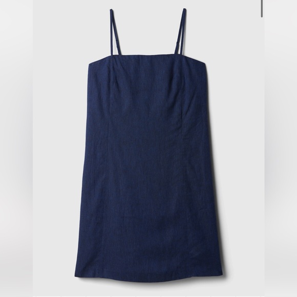 NWT linen-blend mini dress in indigo - Picture 6 of 7